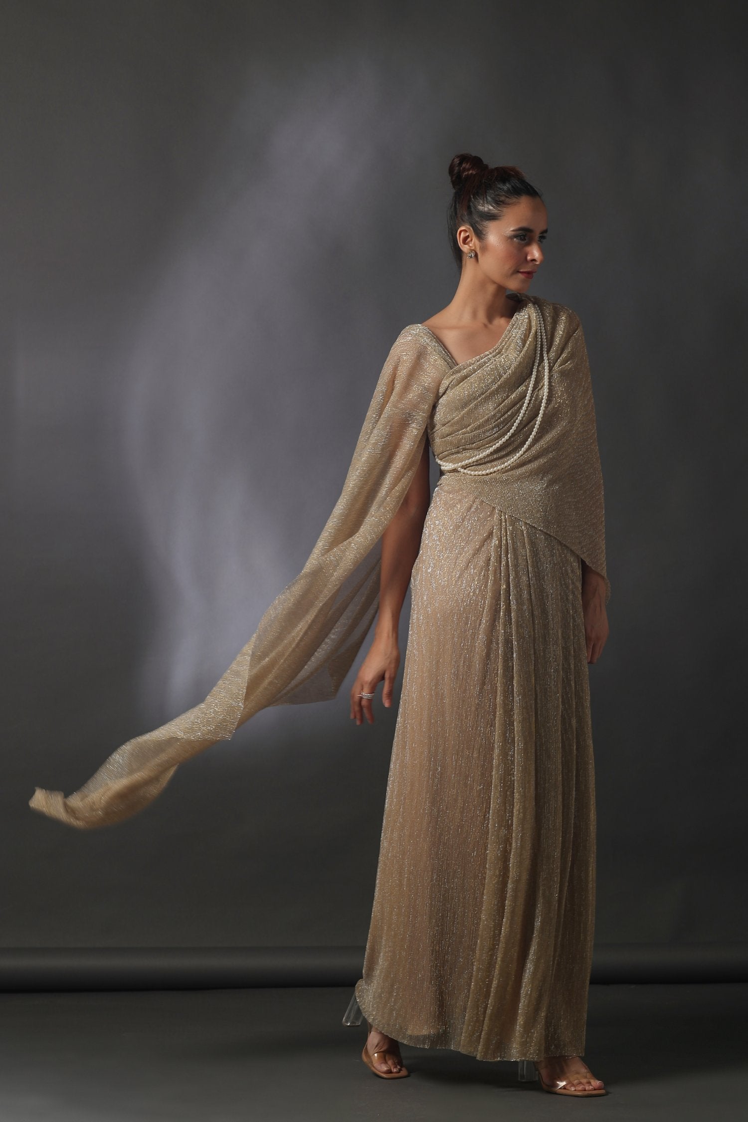 pleated saree dress Royal Teal Elegance Teal Embroidered Ready Pleated Saree