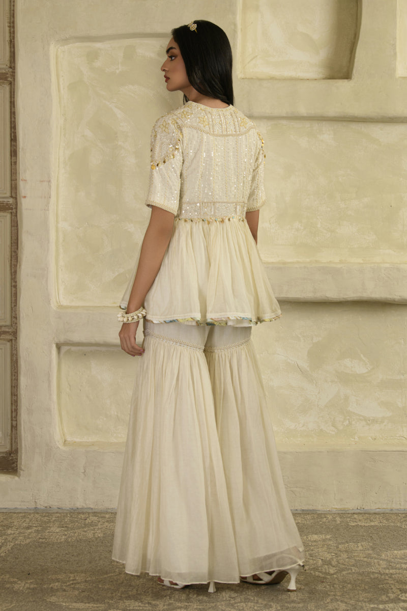 Dhun Peplum Set - Chandrika Ivory