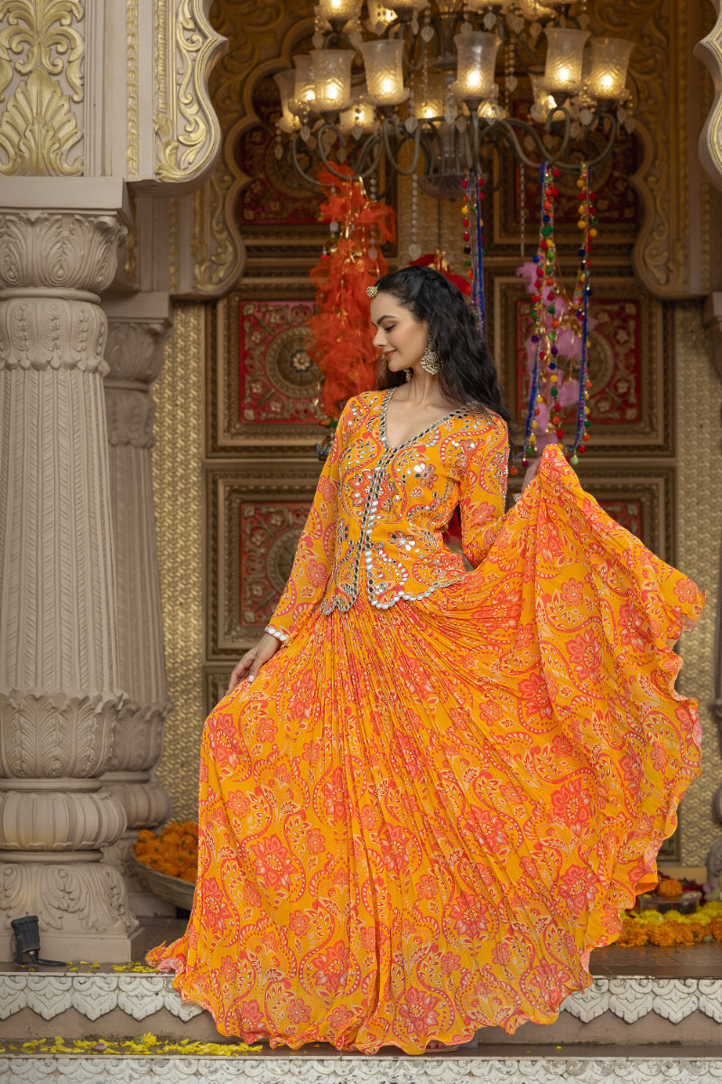 LEHENGA + SHORT KURTA - MASTANI ORANGE