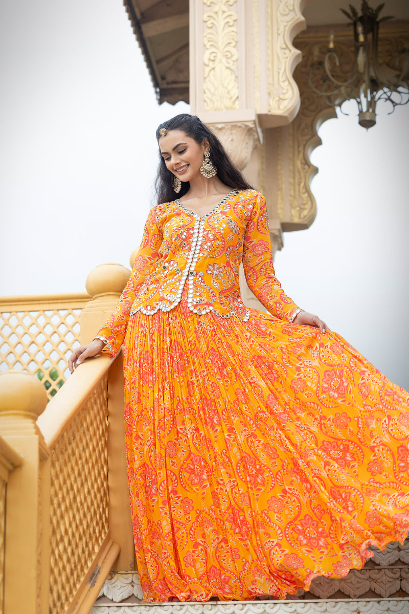LEHENGA + SHORT KURTA - MASTANI ORANGE