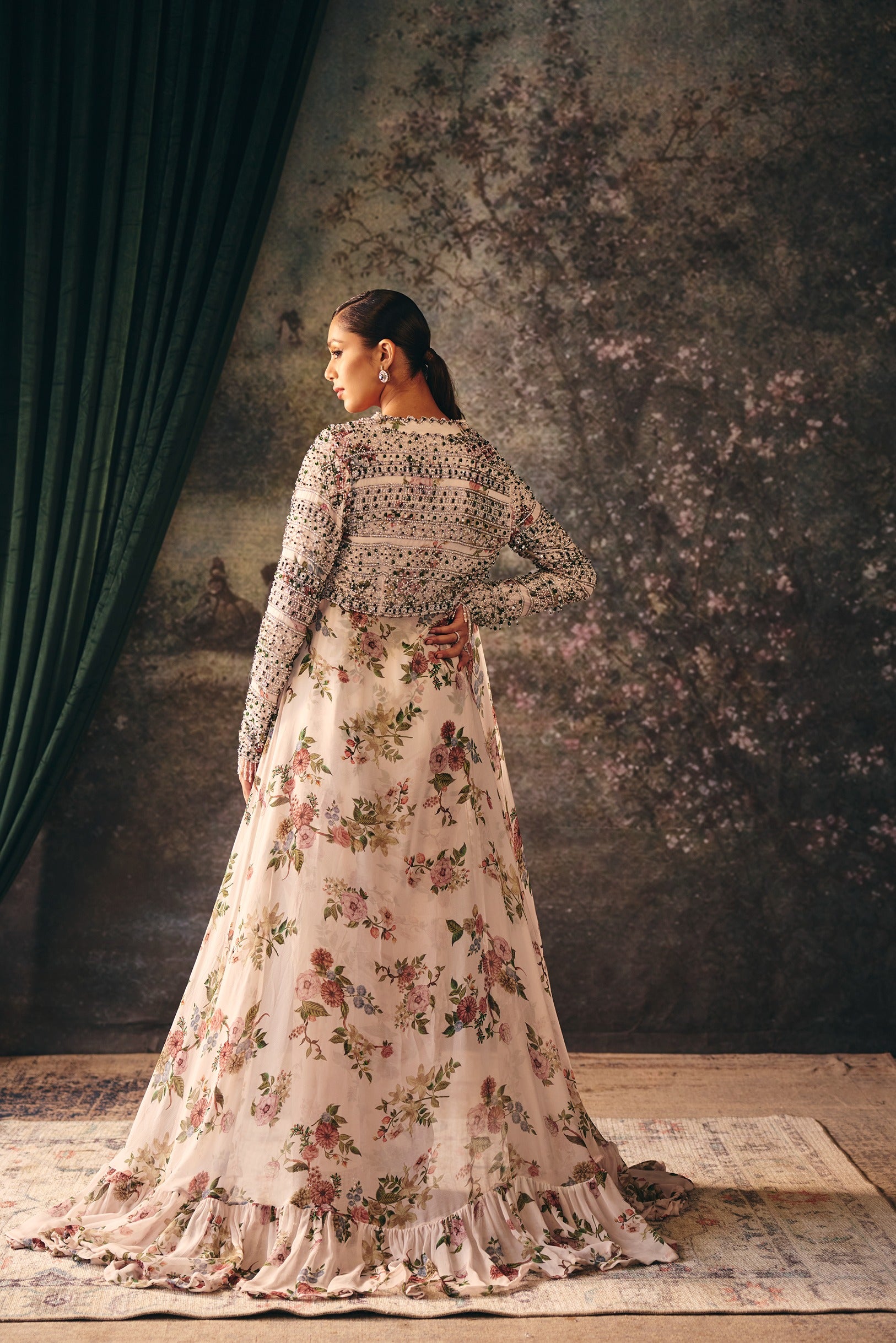 ELIXIA: Winter White Saree With Jacket