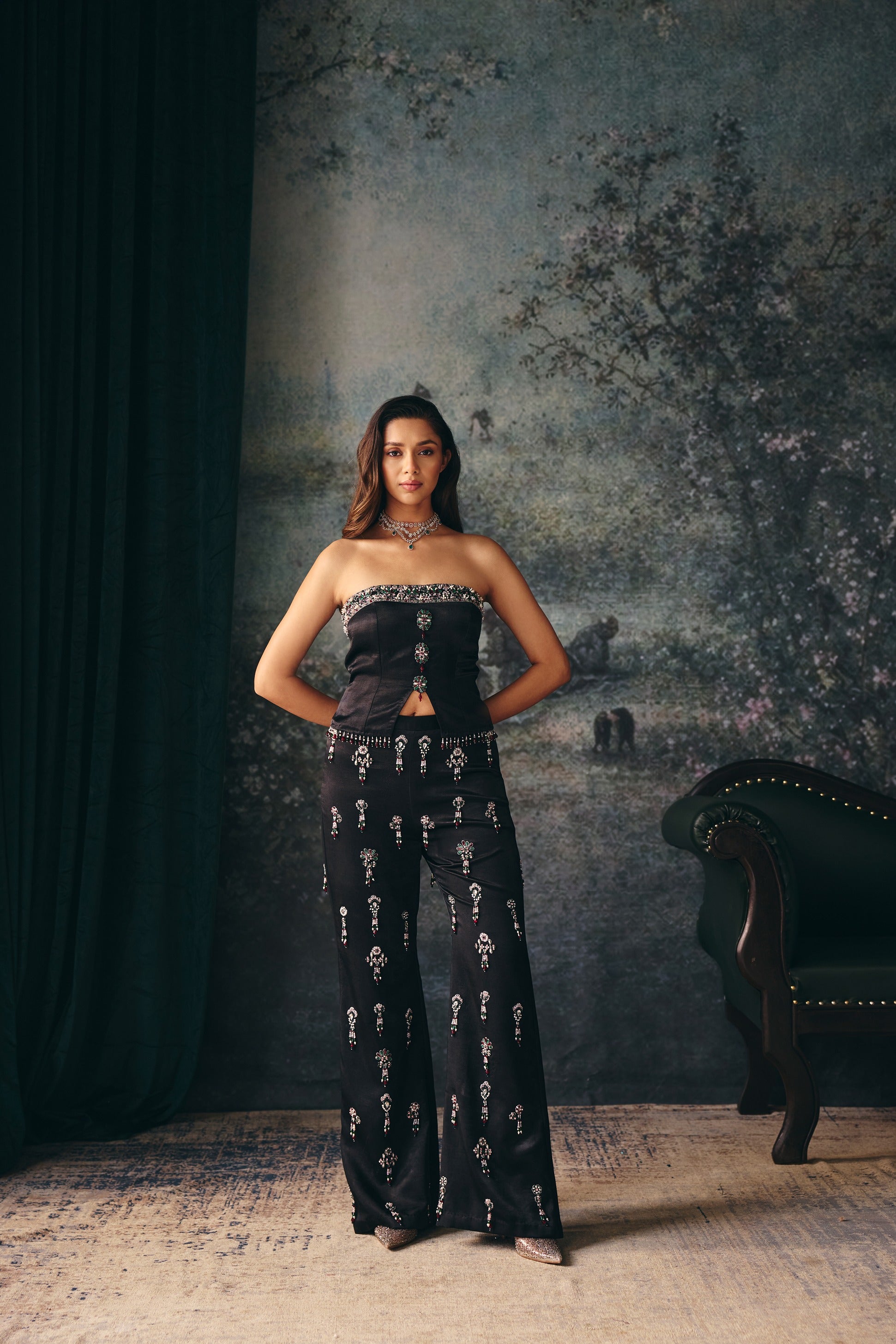 AYESHA: Black Corset & Pants