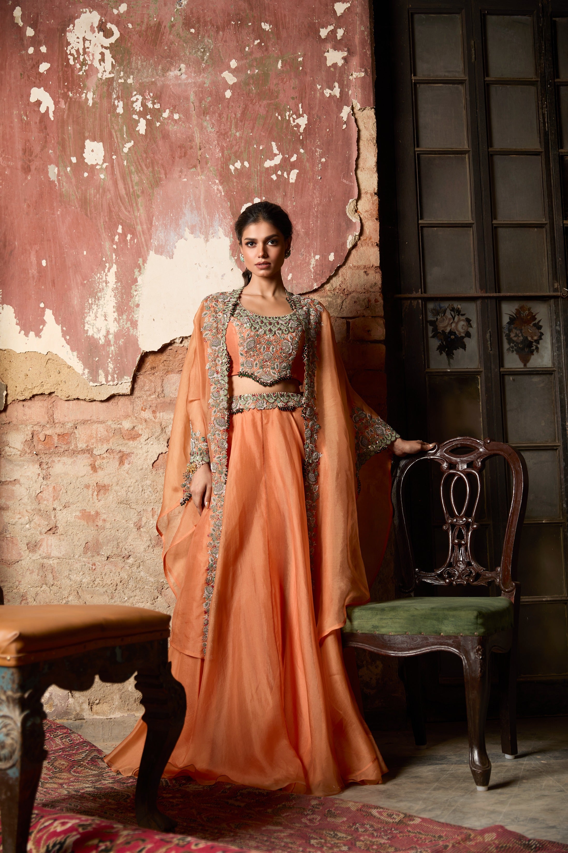 Blouse With Skirt And Cape