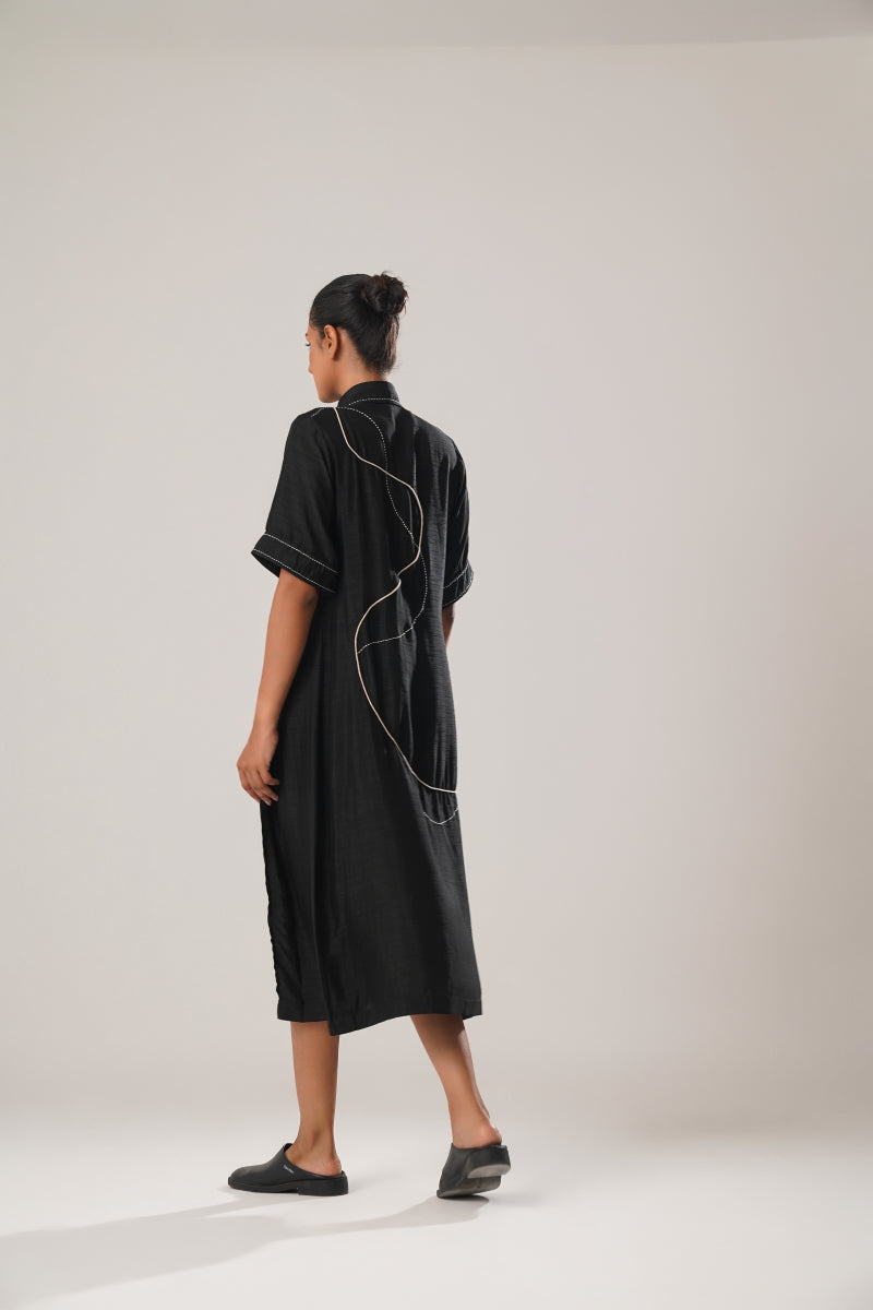 MJ PLEATED DRESS (BLACK)