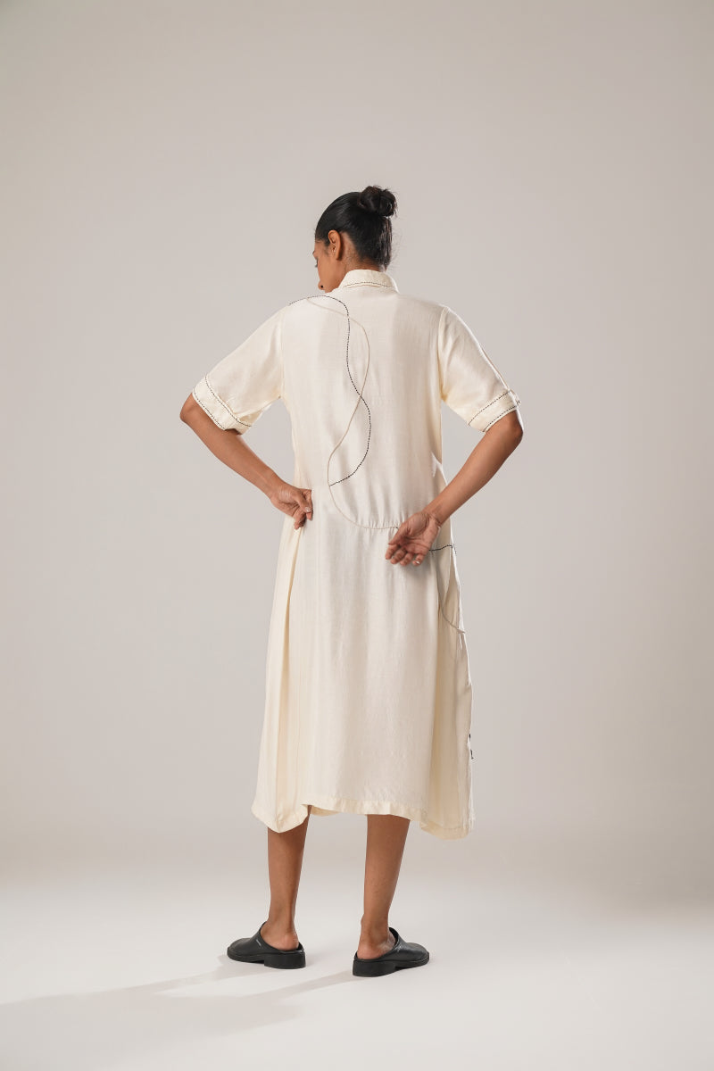 MJ PLEATED DRESS (WHITE)
