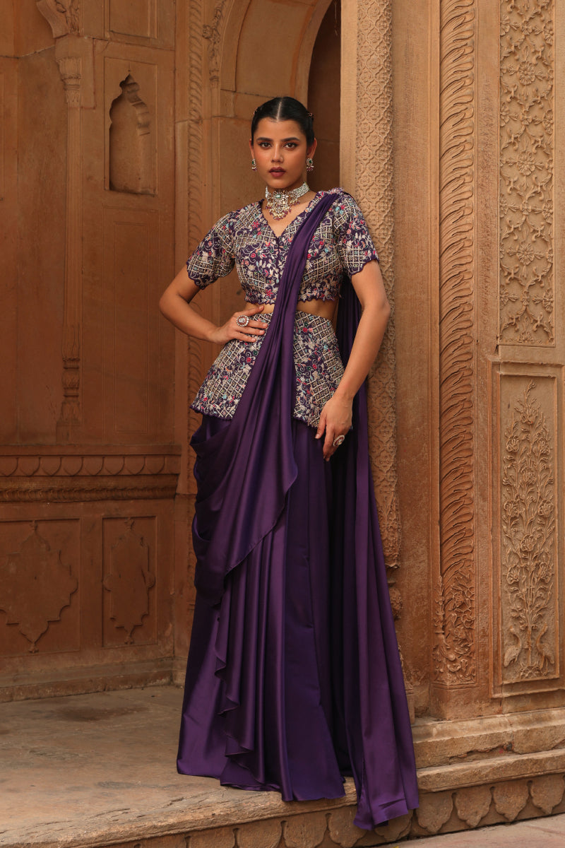 Kiara peplum drape saree
