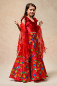 Load image into Gallery viewer, Hand Embroidered Lehenga With Ruffle Blouse And Feather Dupatta
