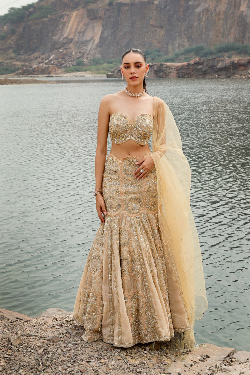 GOLD FISH CUT LEHENGA SET