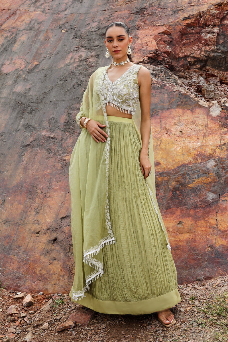 Fanaah Green Lhenga Set