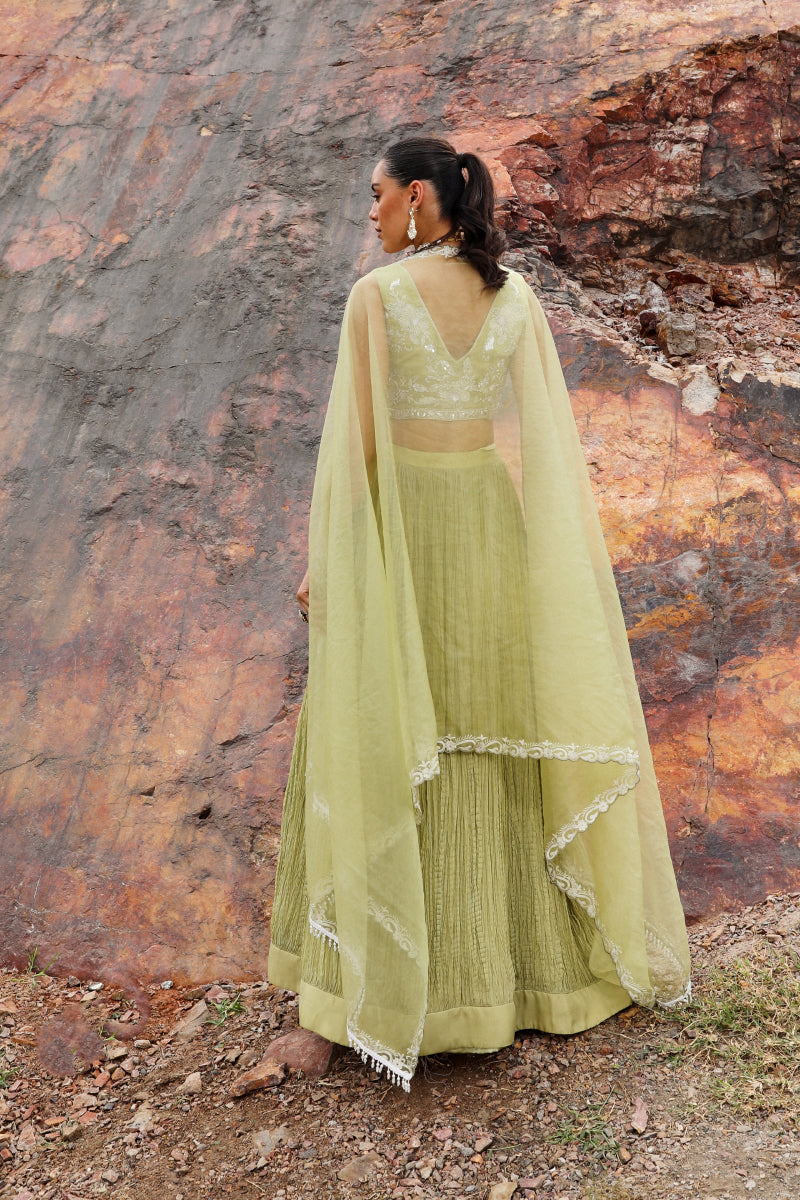 Fanaah Green Lhenga Set