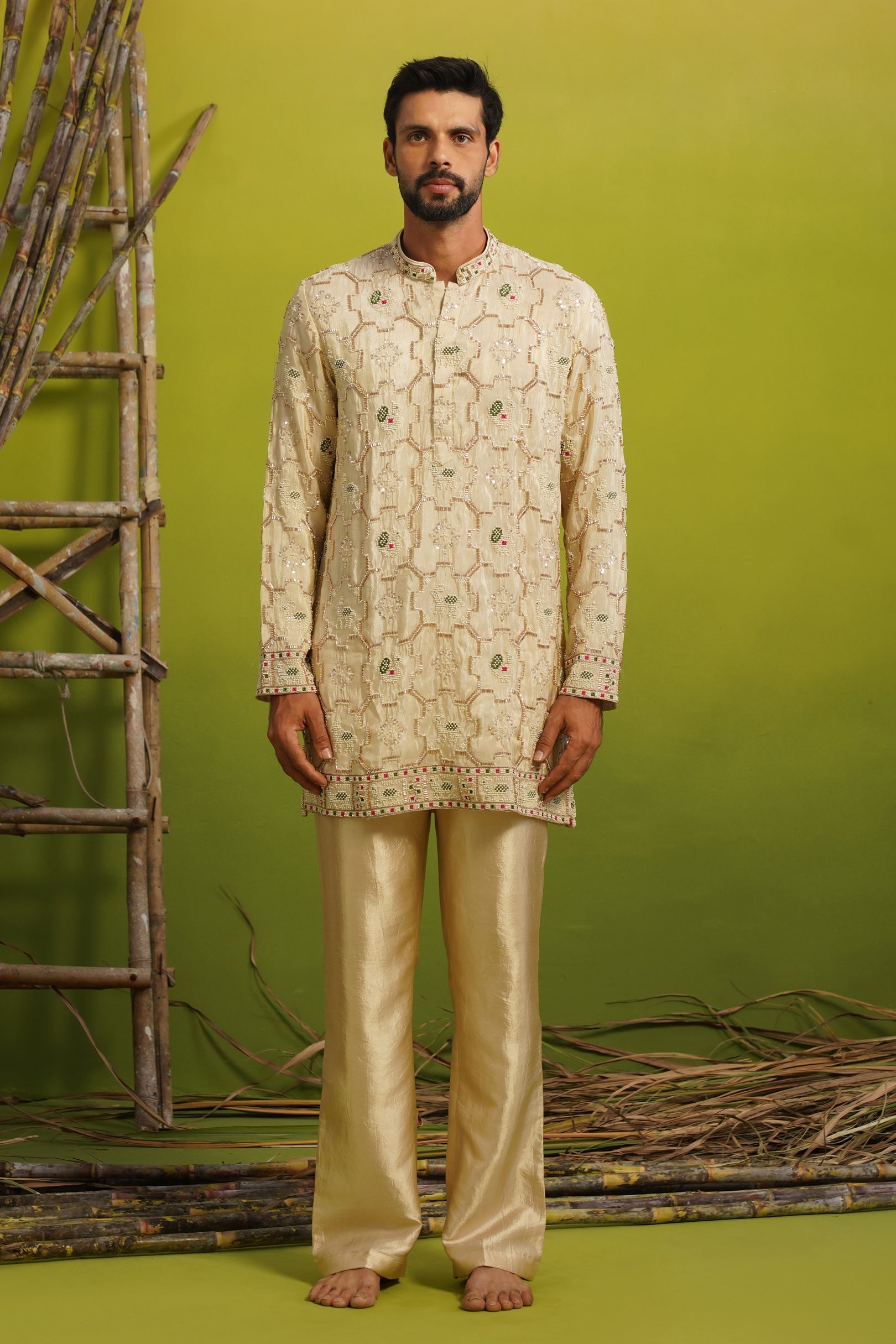 AARSH GOLDEN SHORT KURTA SET