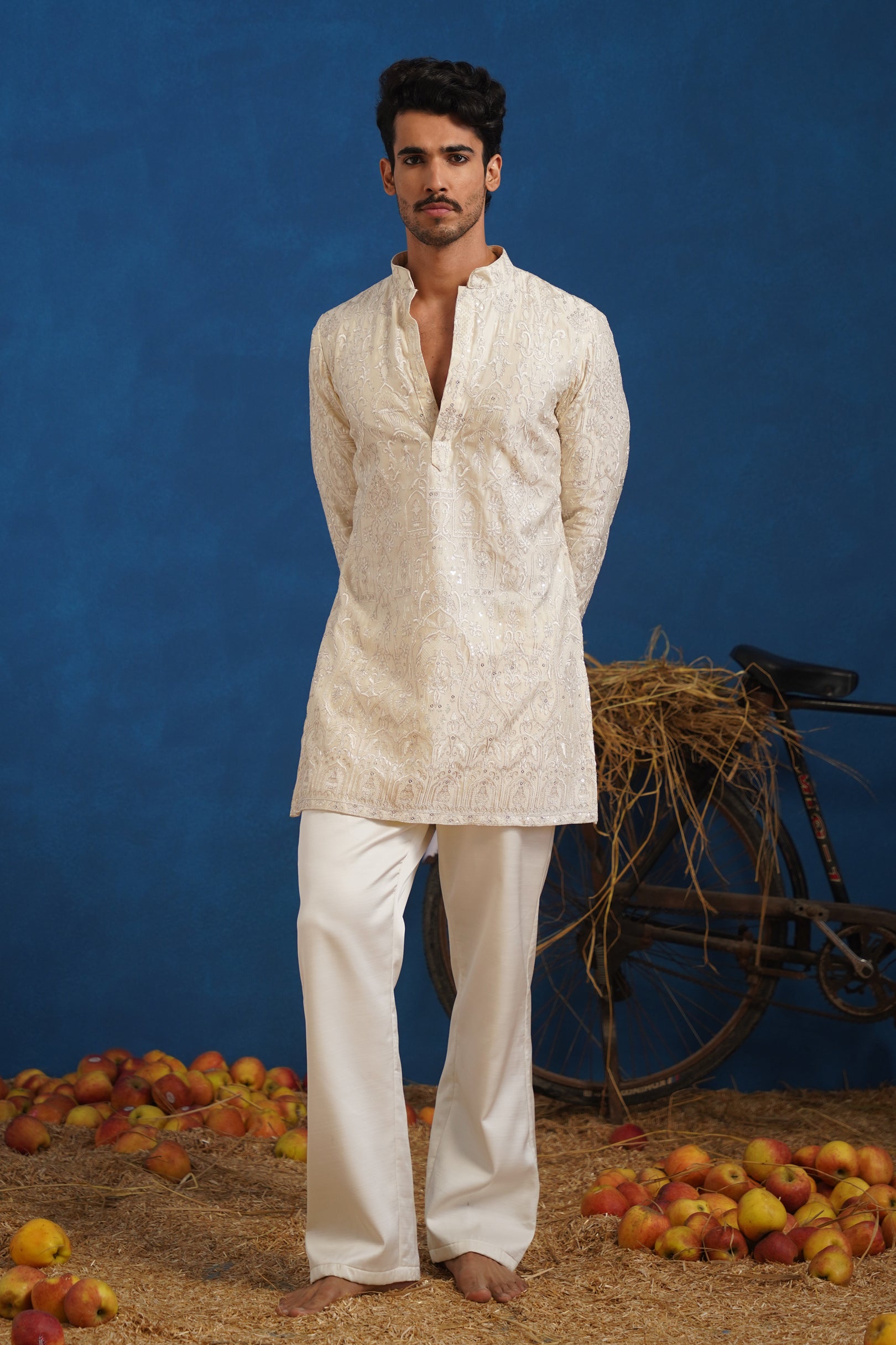 ARUSH CREAM SHORT KURTA SET