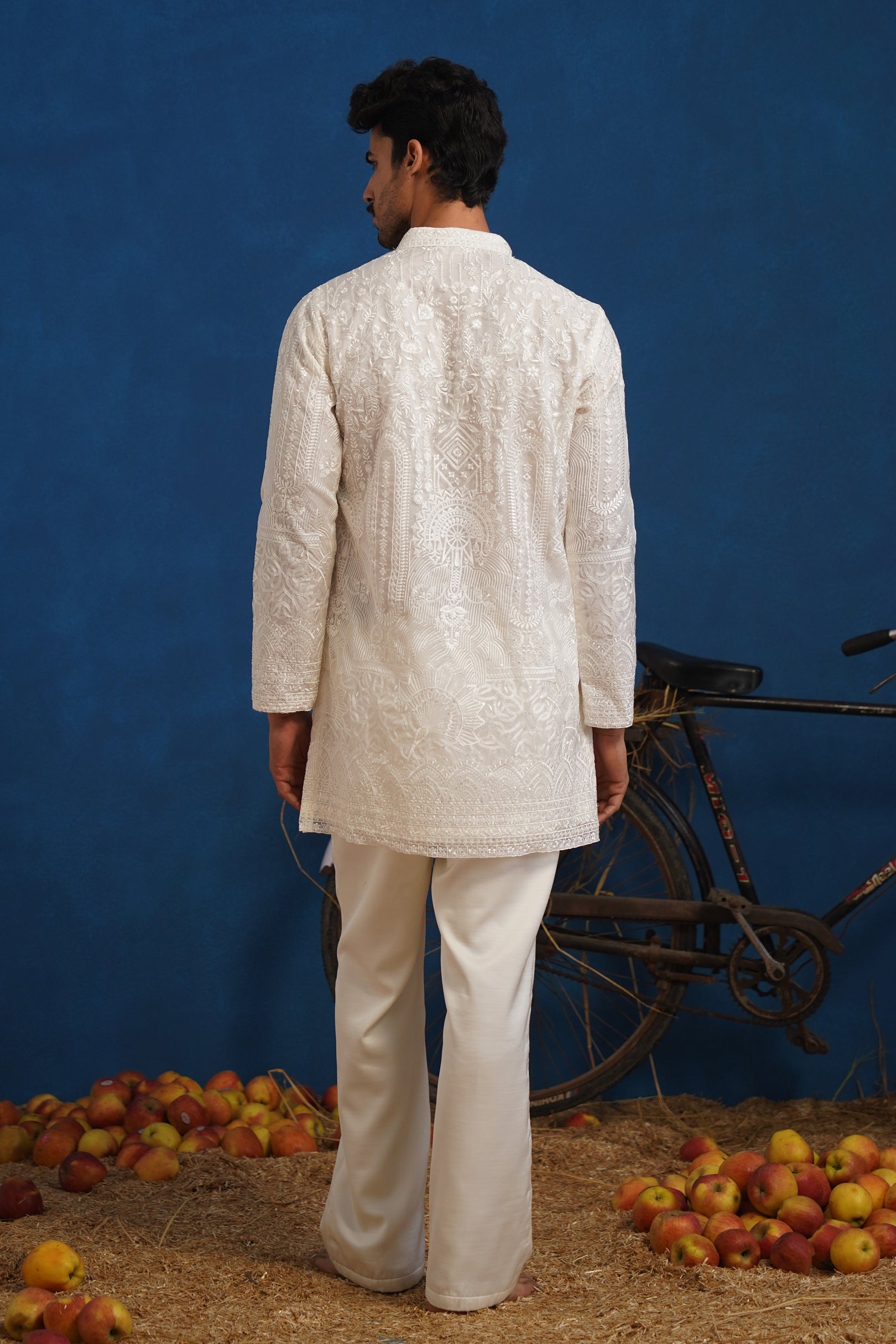 EKLAVYA WHITE ORGANZA SHORT KURTA SET