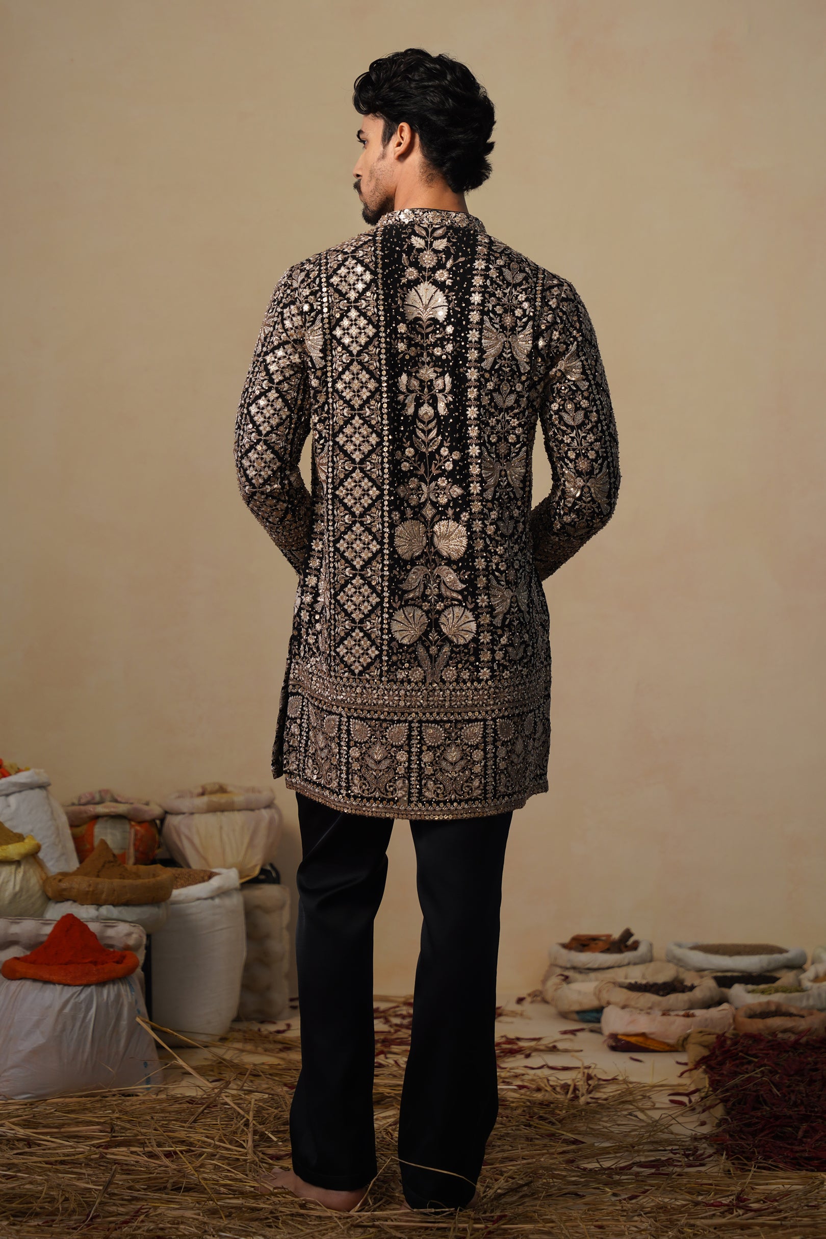 SANJH BLACK SHORT KURTA SET