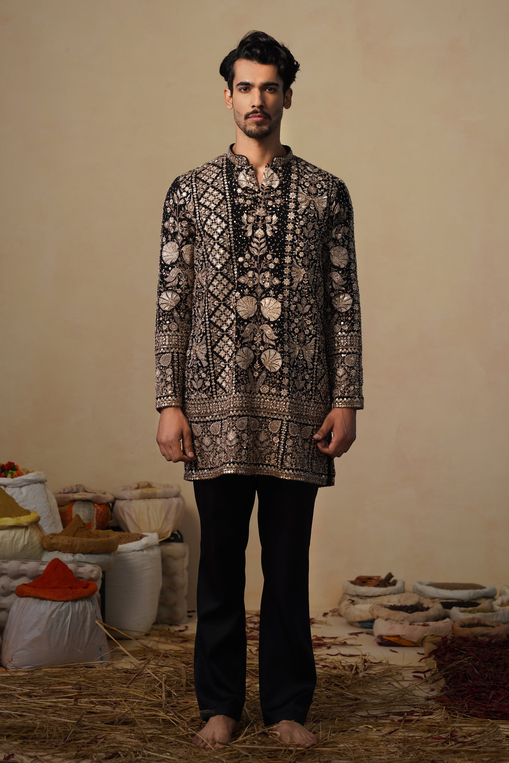 SANJH BLACK SHORT KURTA SET