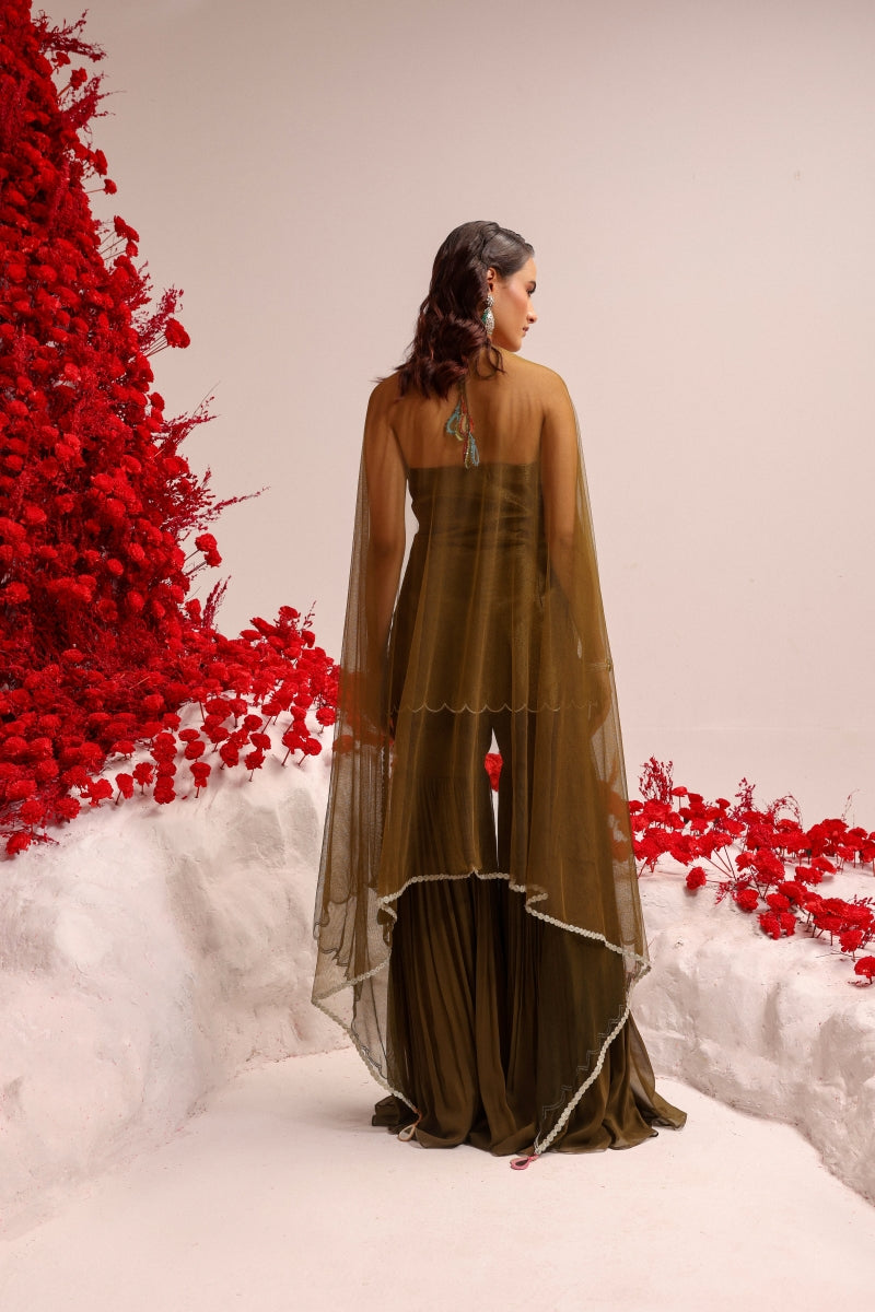 Paisley love olive sharara set