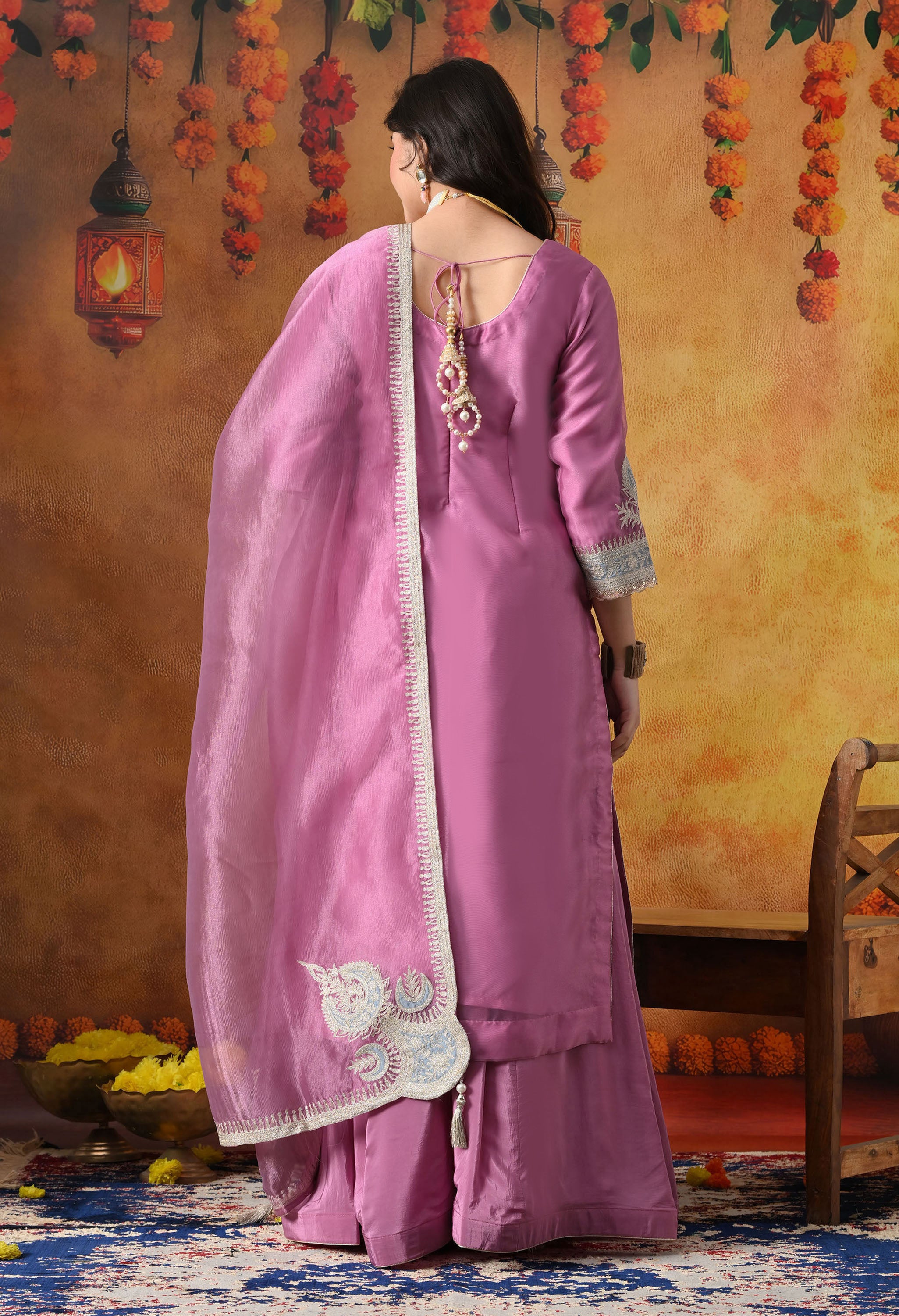 Lilac Purple Tissue Organza Sharara Set