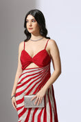 Load image into Gallery viewer, Red And Colour Block Stripe Dress
