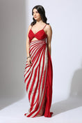 Load image into Gallery viewer, Red And Colour Block Stripe Dress
