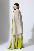 Load image into Gallery viewer, Lime Green And Tissue Color Block Jumpsuit With Color Block Jacket
