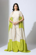 Load image into Gallery viewer, Lime Green And Tissue Color Block Jumpsuit With Color Block Jacket
