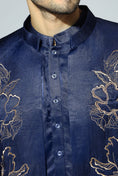 Load image into Gallery viewer, Navy Blue Embroidered Bandhgala Set
