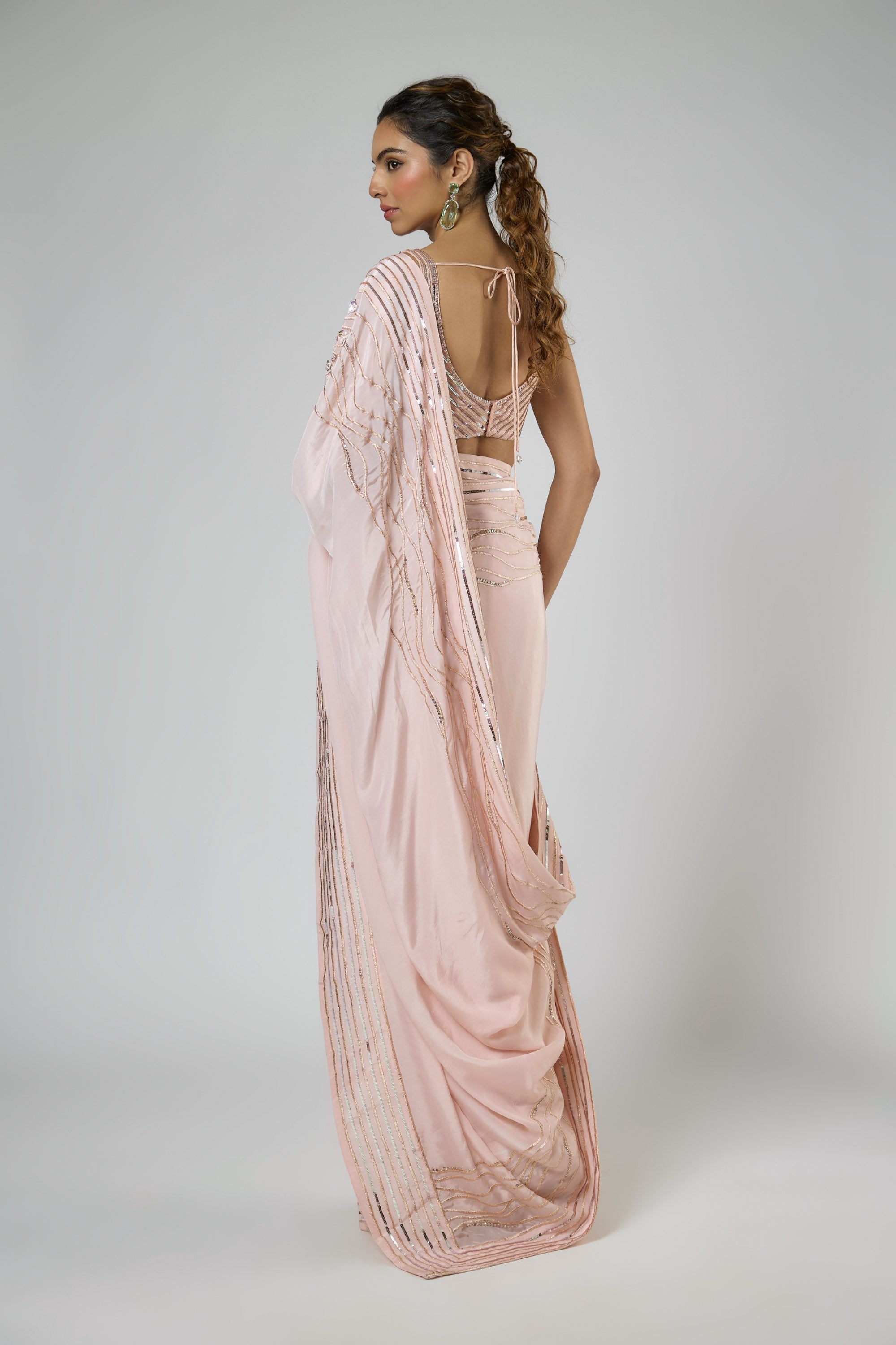 Intricate Floral Embroidered Saree With Corset Blouse