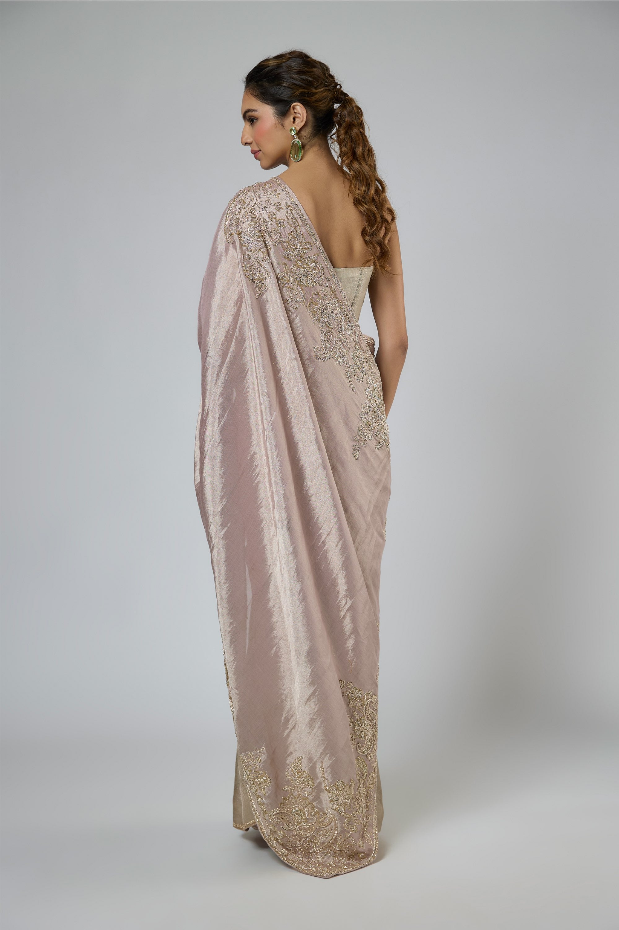 Jacquard Zardozi Embroidered Saree With Corset Blouse