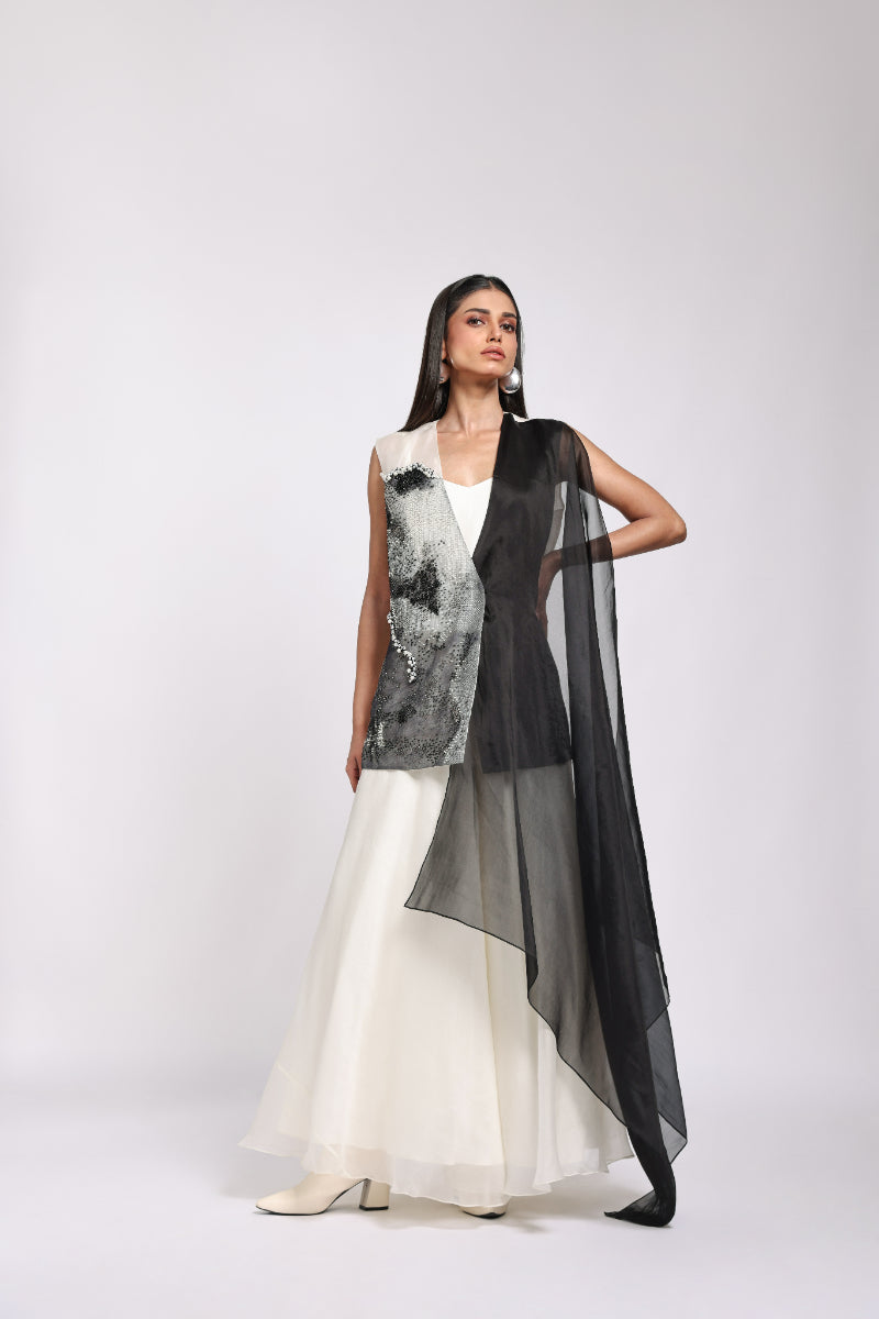 MONOCHROME DOT GOWN JACKET