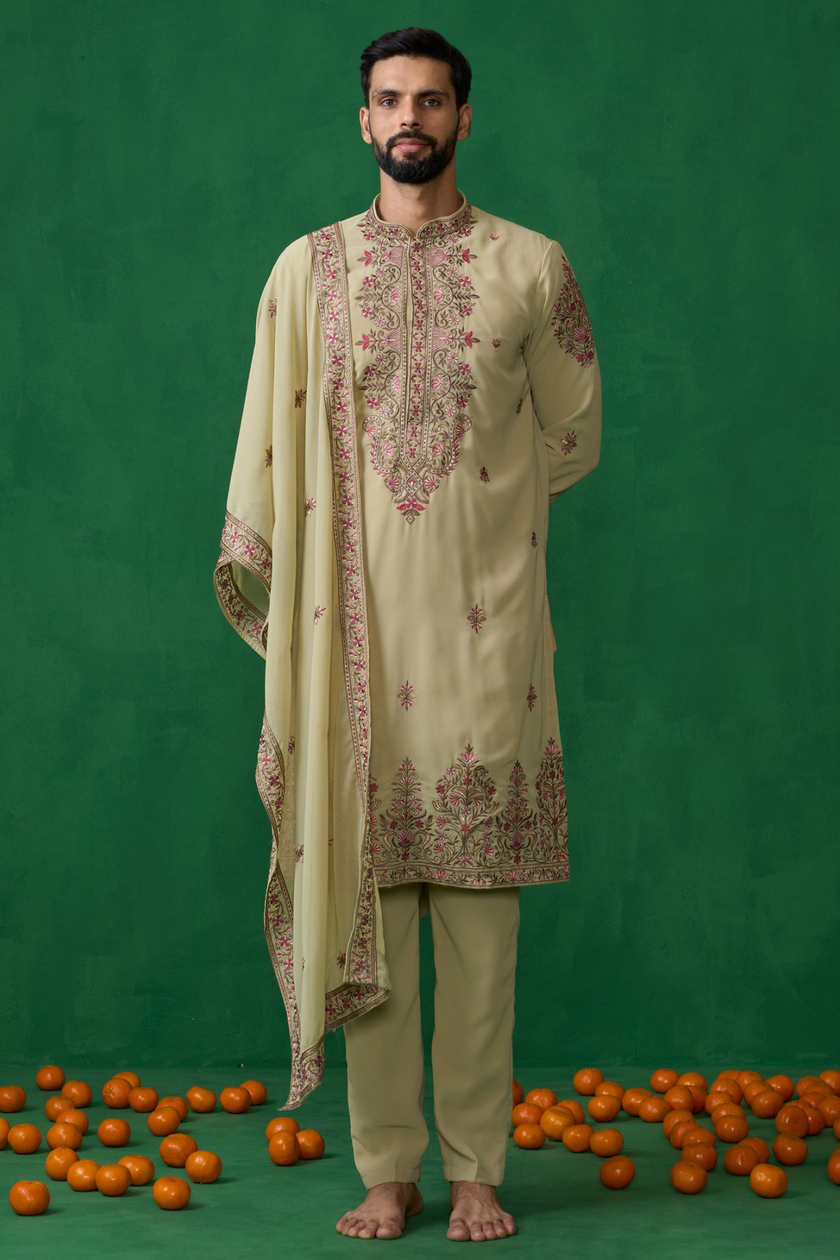 MOTIF GREEN KURTA SET