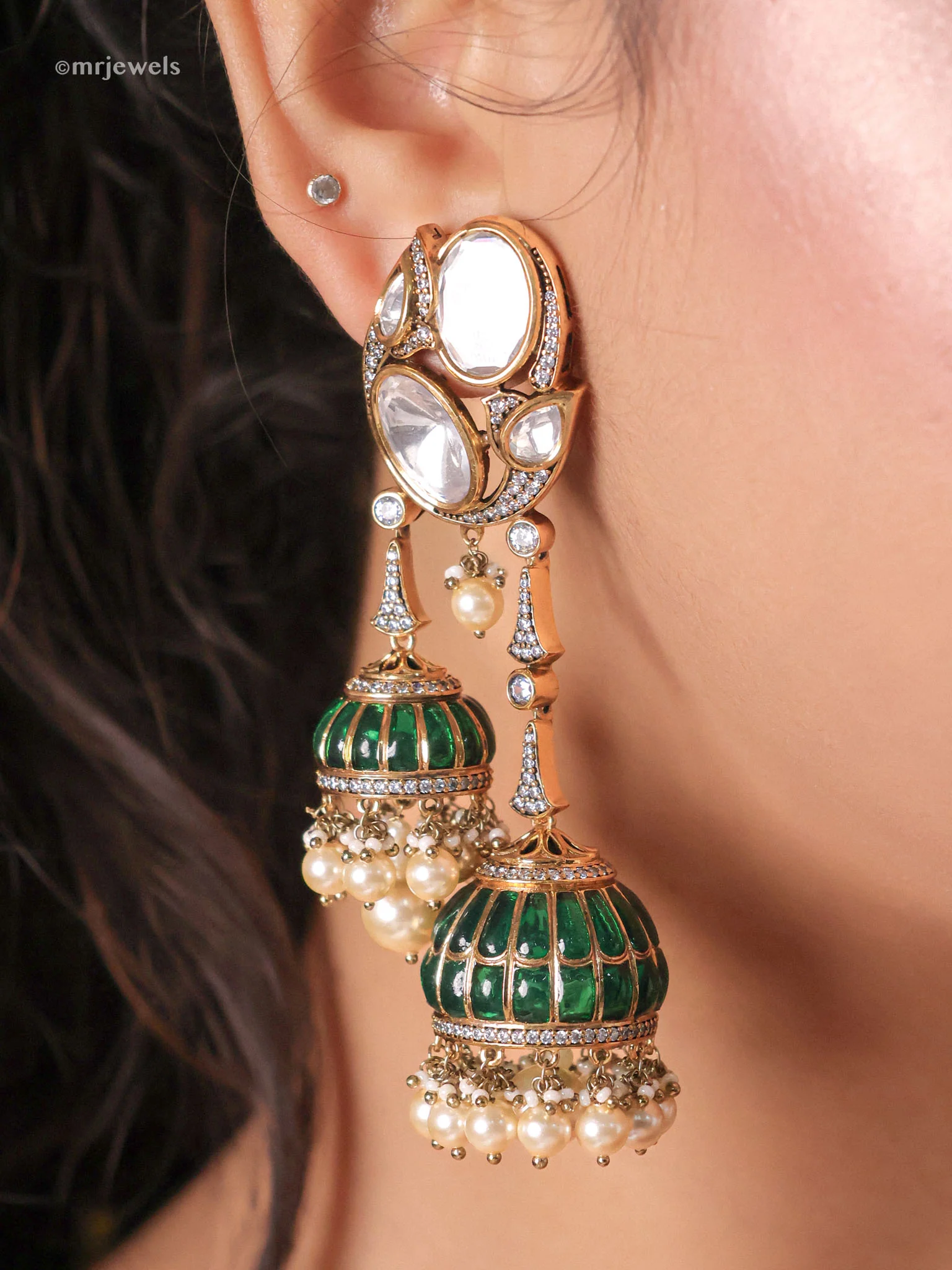 Royal Polki Double Jhumka