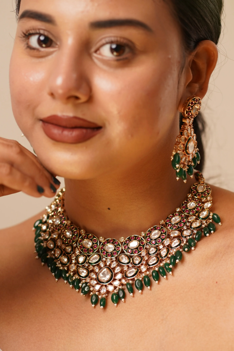 Jadau Polki Kundan Meenakari Necklace Set