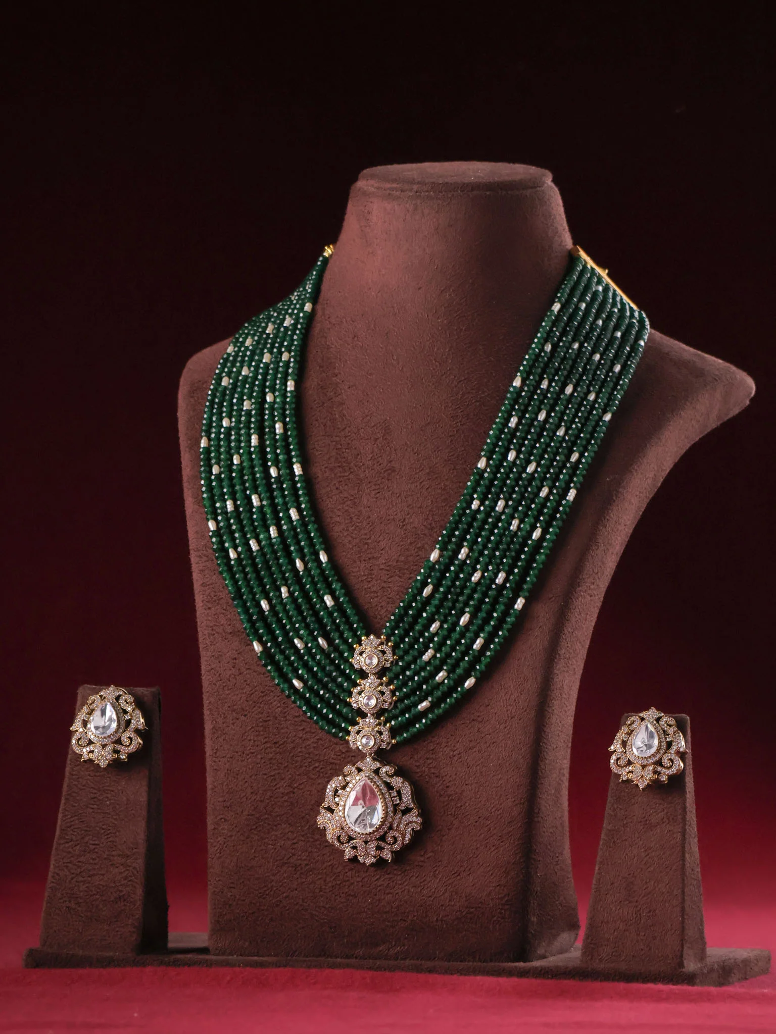 Royal Polki Maharani Beads Necklace Set