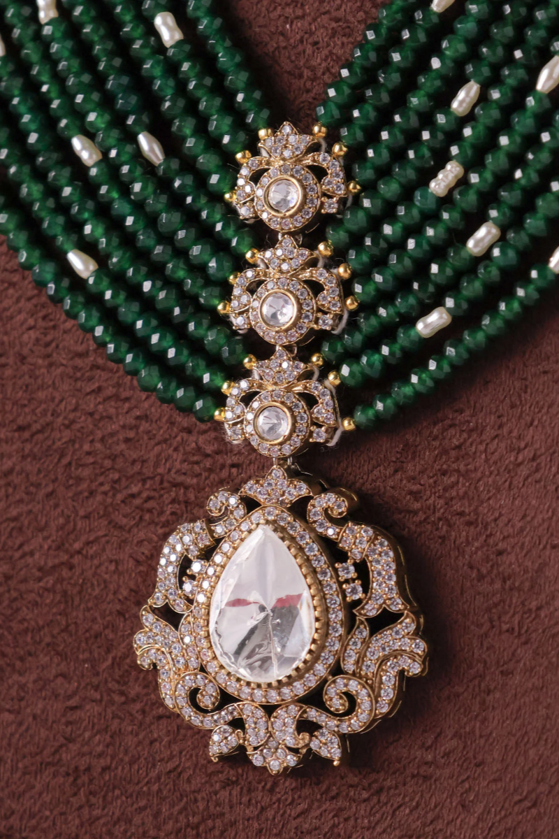 Royal Polki Maharani Beads Necklace Set