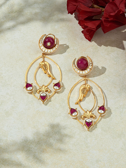 Red & Golden Antique Drop Earring