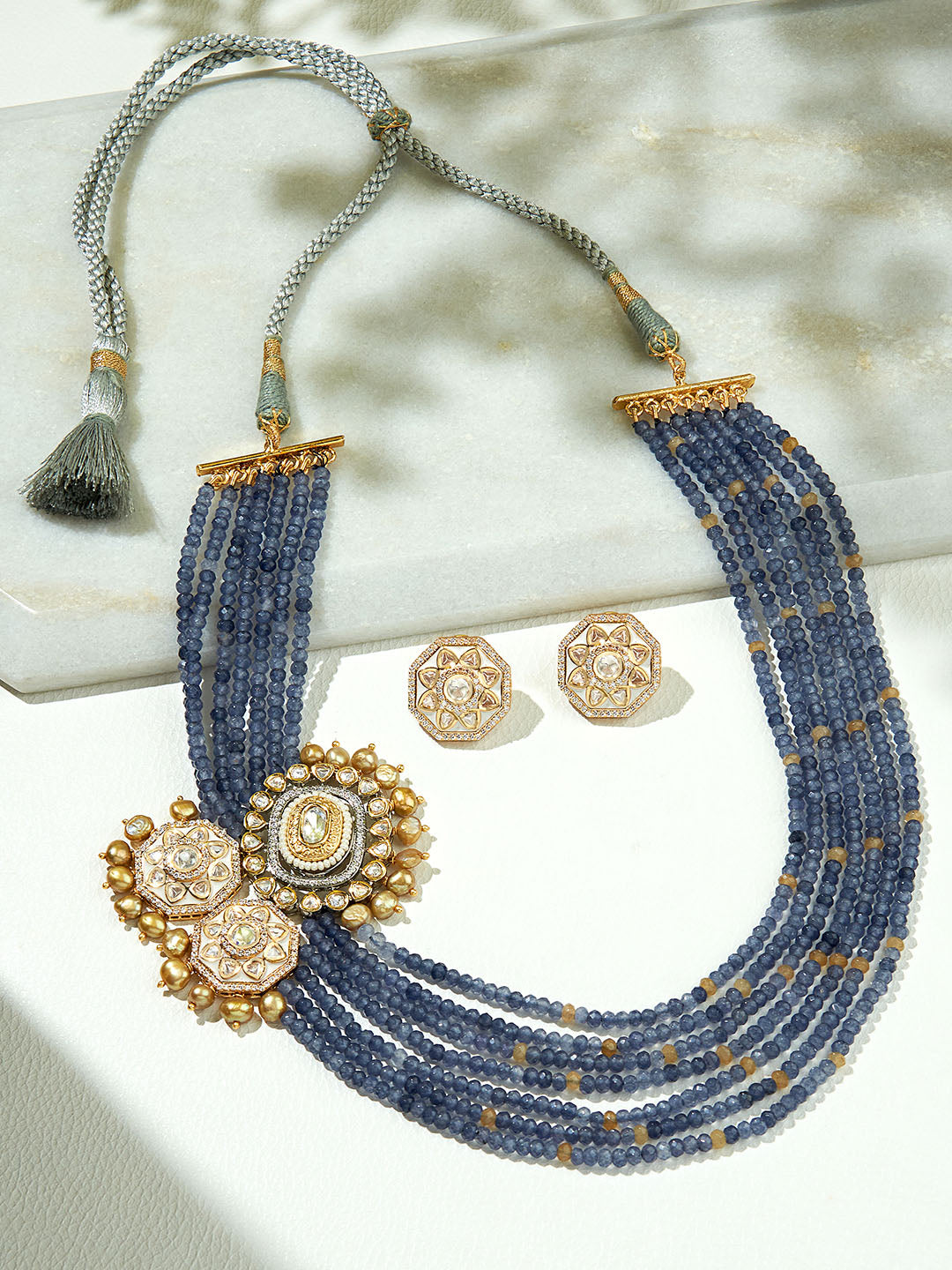 Rich Blue Layered Necklace Set