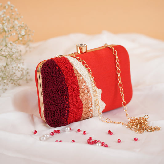 Waves Of Red Clutch Bag