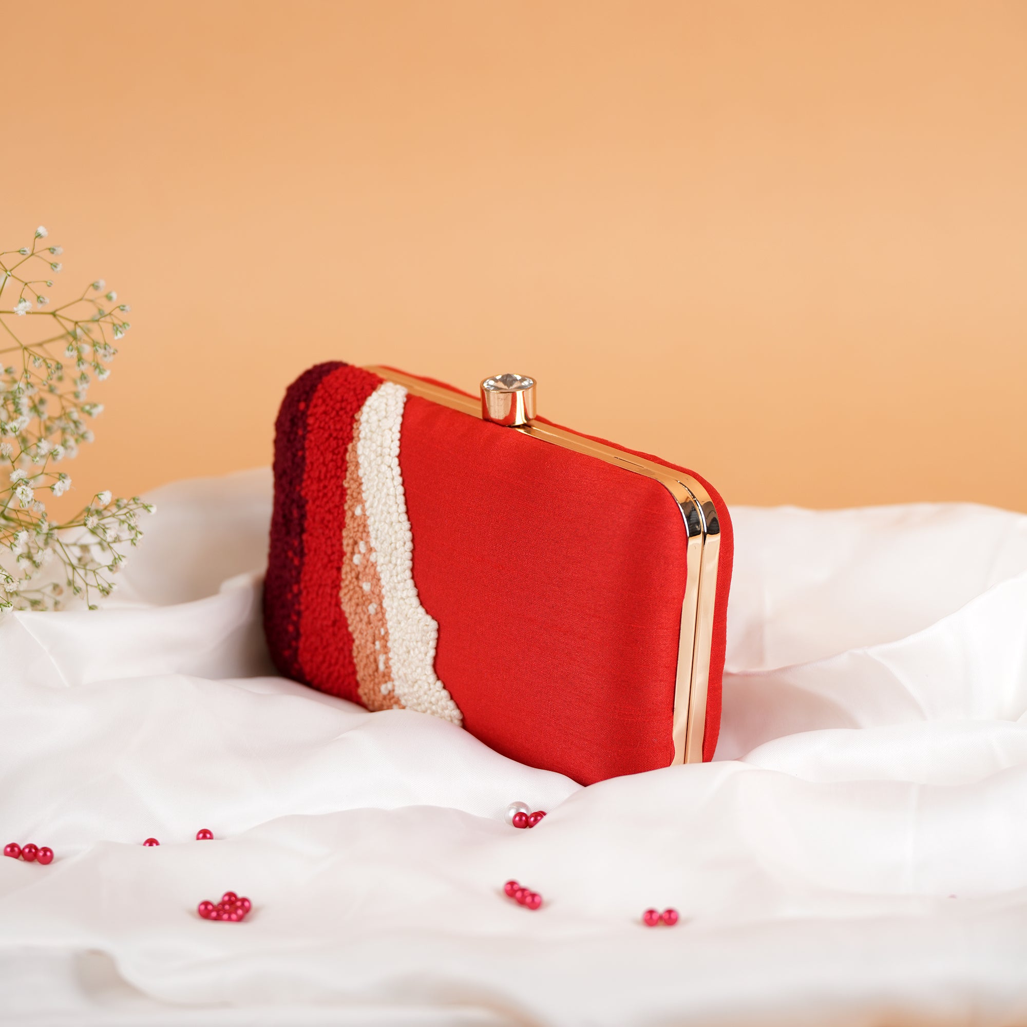 Waves Of Red Clutch Bag