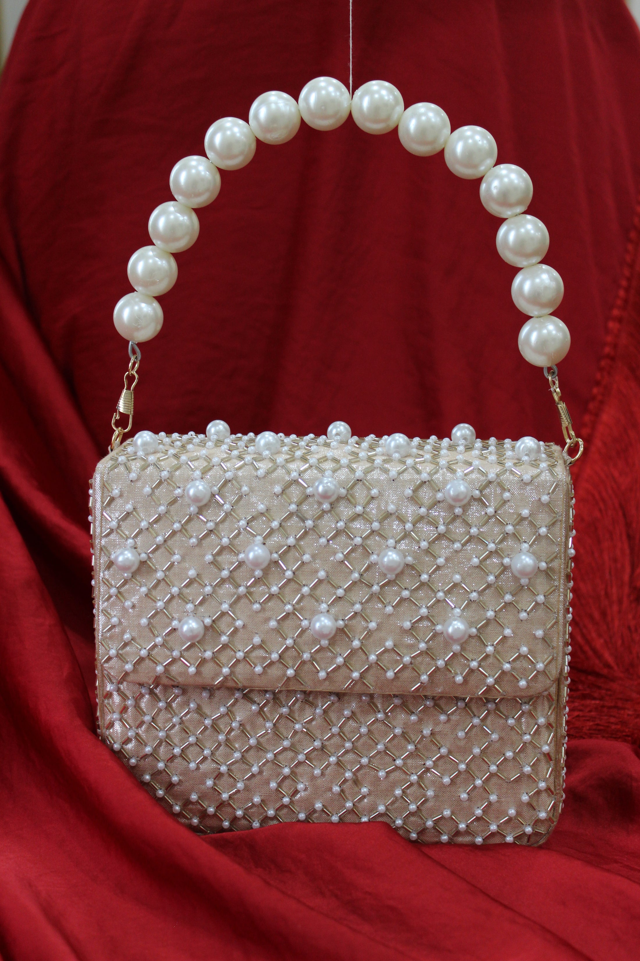 Pearl Shimmer Purse With Handle