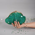 Load image into Gallery viewer, Emerald Monotone Soft Clutch With Handle
