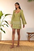 Load image into Gallery viewer, Olive Green Cans Embroidered Mini Dress
