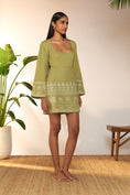 Load image into Gallery viewer, Olive Green Cans Embroidered Mini Dress
