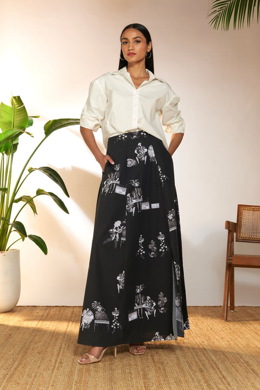 Tropicool Greyscale Maxi Skirt