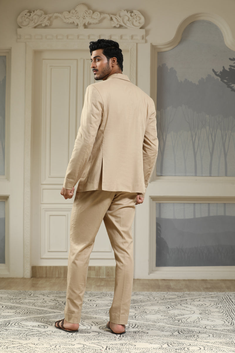 Beige Breeze Linen Blazer Set