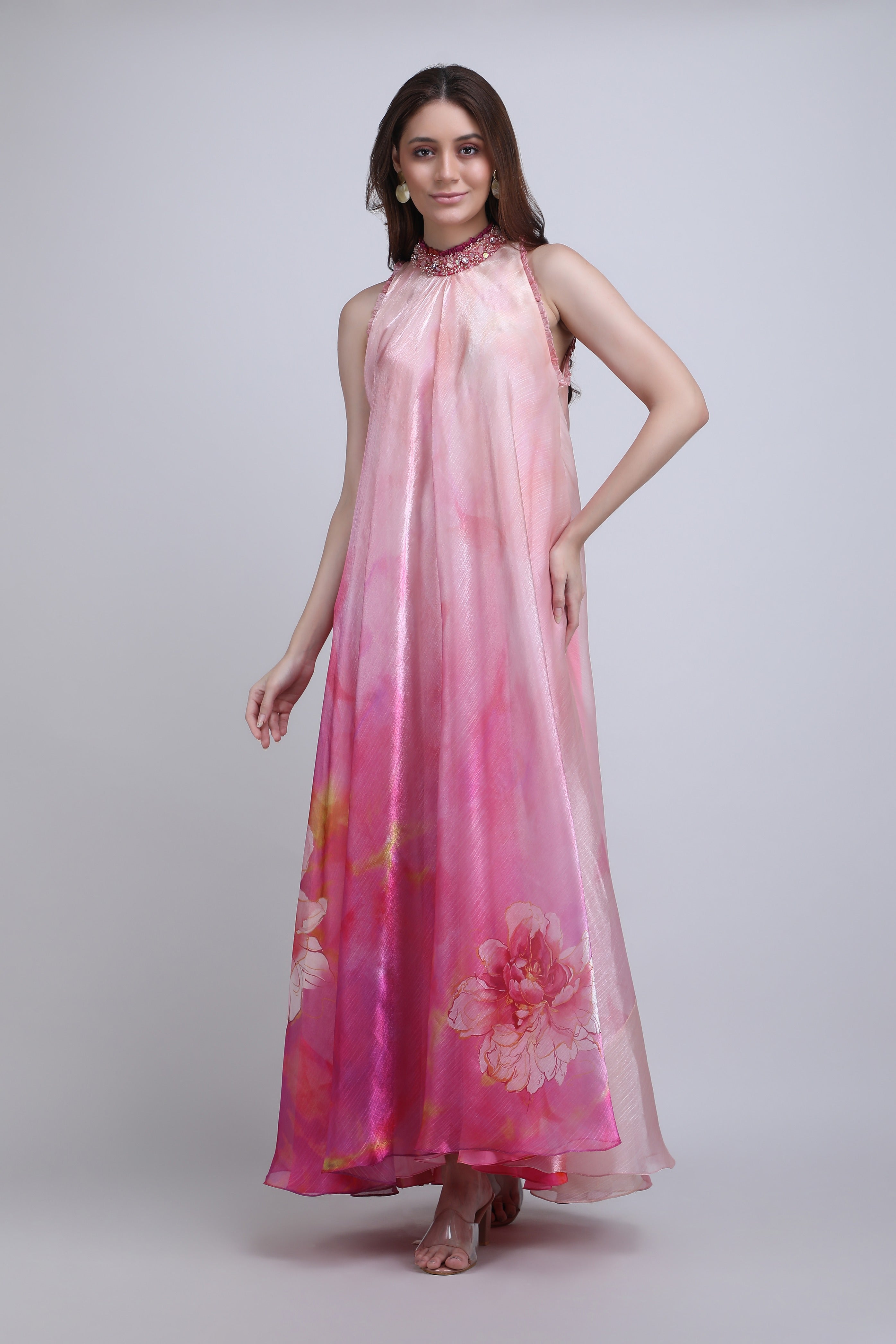 Blush Floral Placement Dress