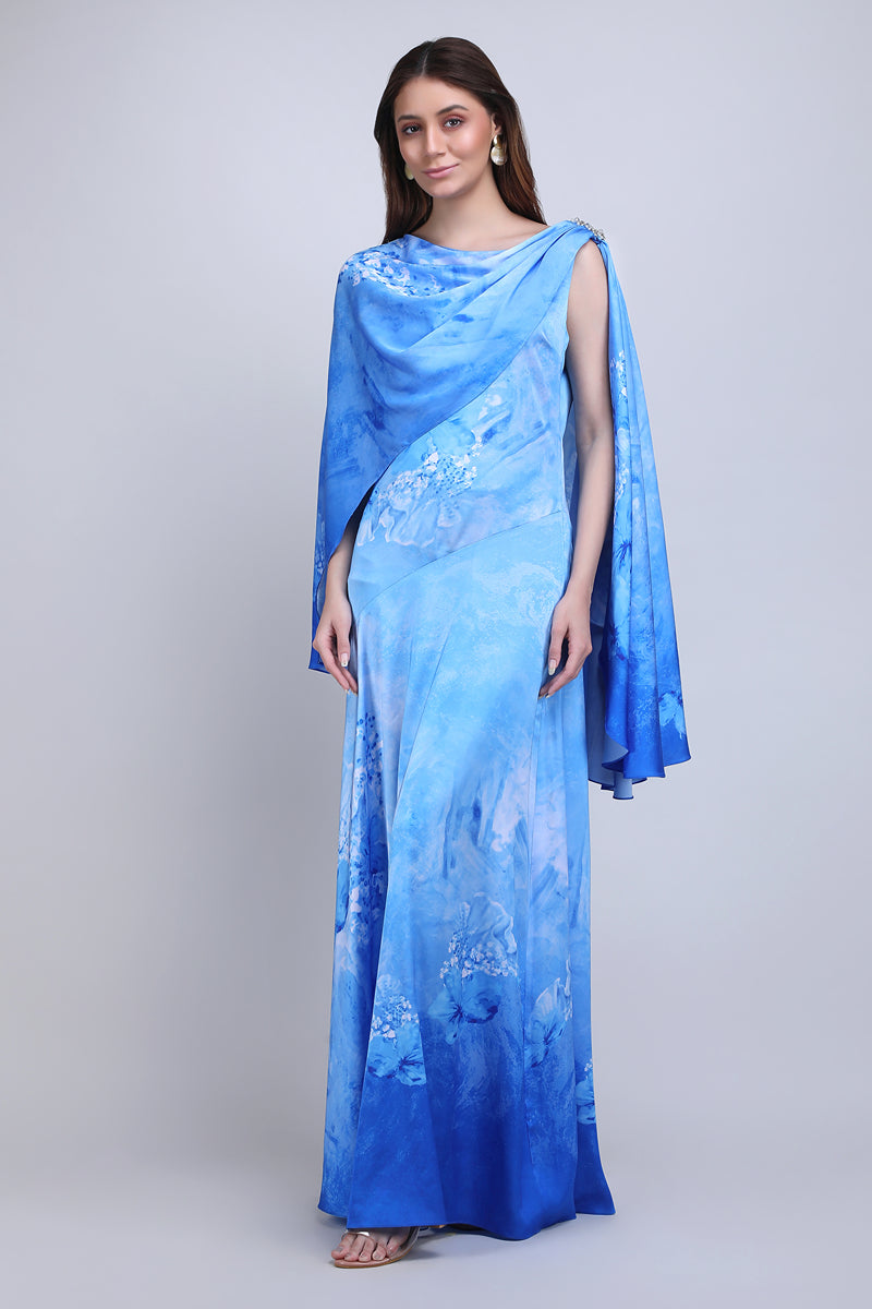 Azure Cape Drape Dress
