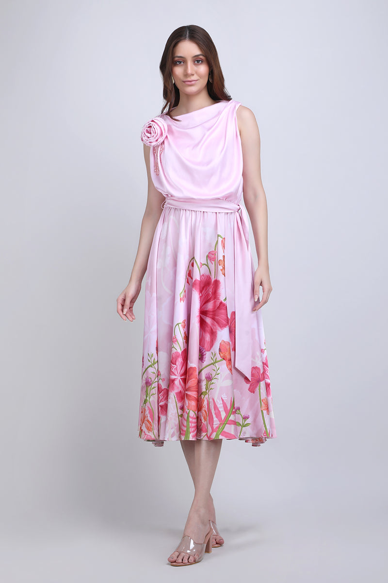 Blush Floral Midi Dress