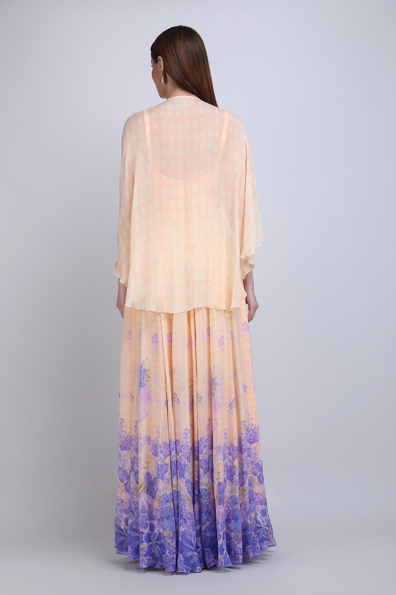 Denser Duo Floral Placemen Cape Gown