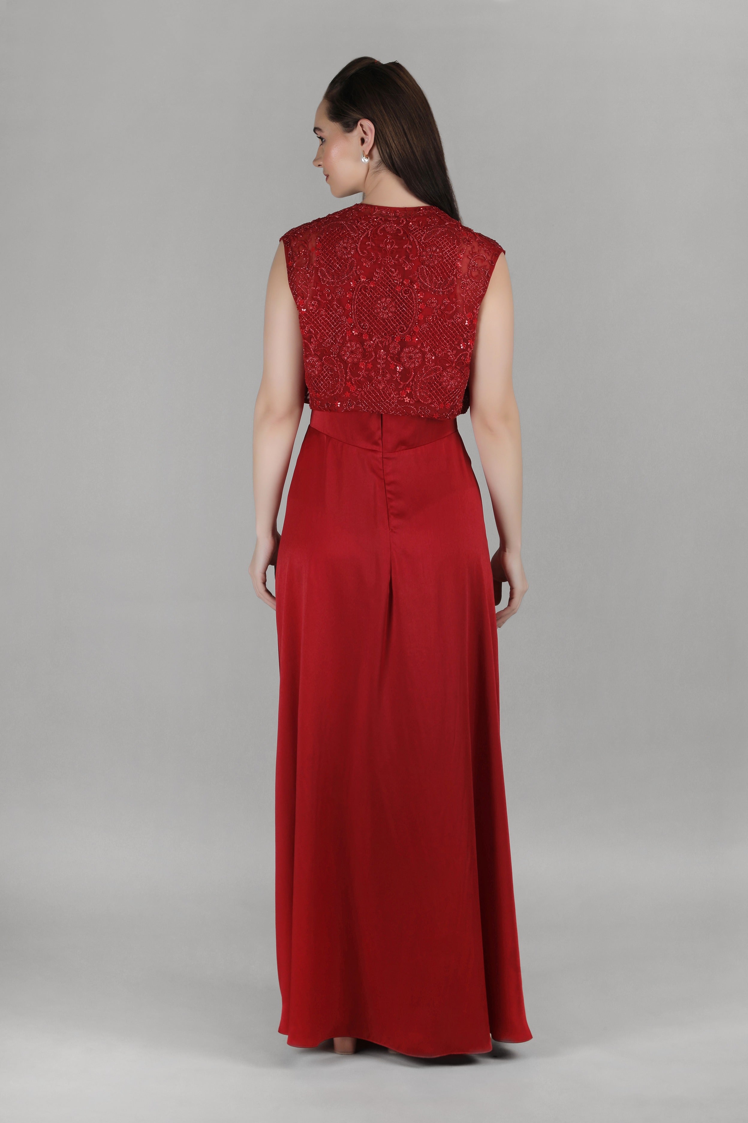 Red Drape Waist Dress