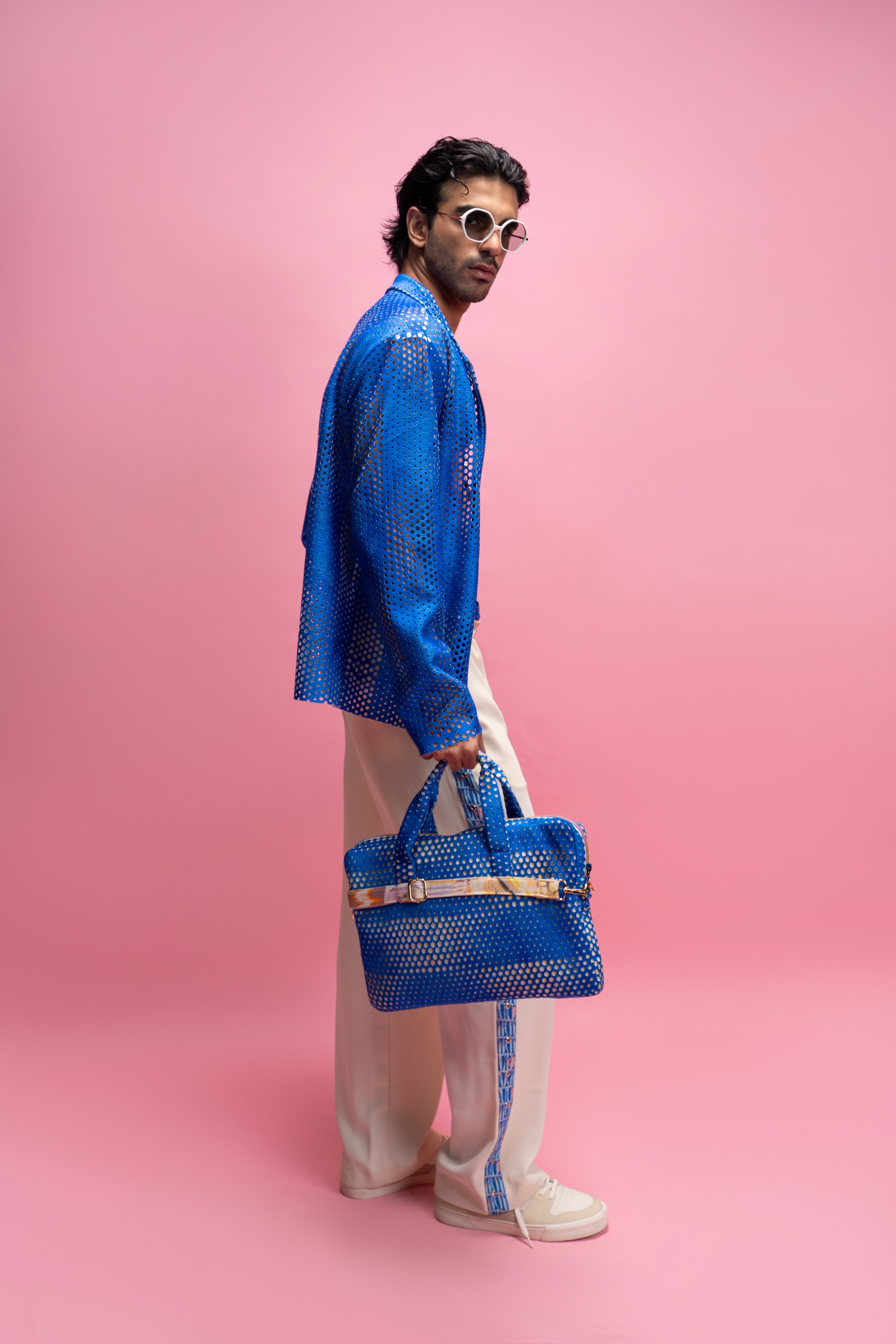 Laser-Cut Bomber Jacket & Trousers Set